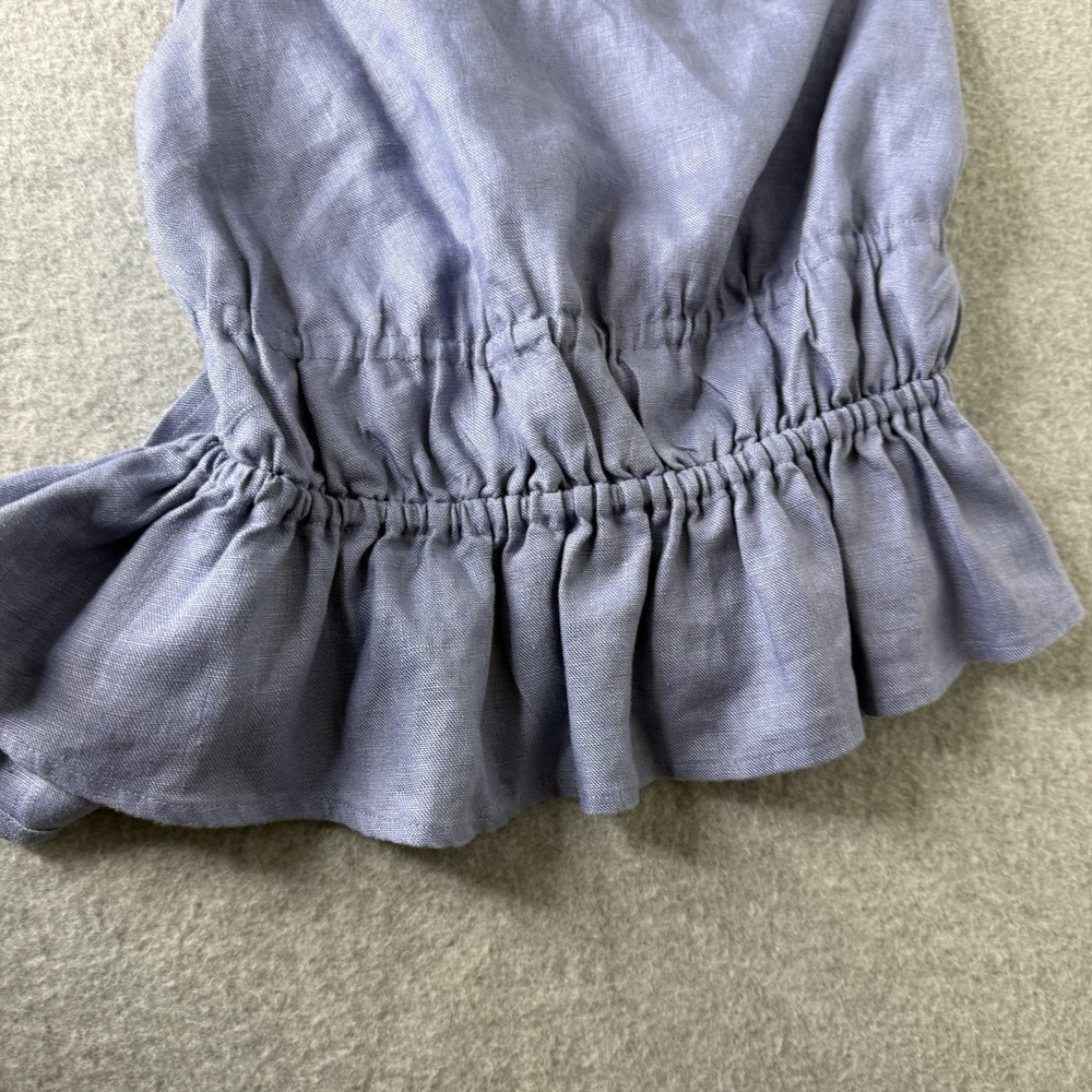 Reformation Blue Pollie Linen Crop Top Ruffle Beach Boho Womens Medium - Picture 2 of 7
